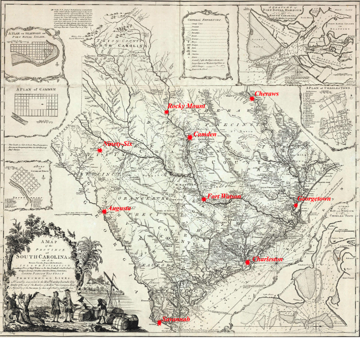 british garrisons 1773 map